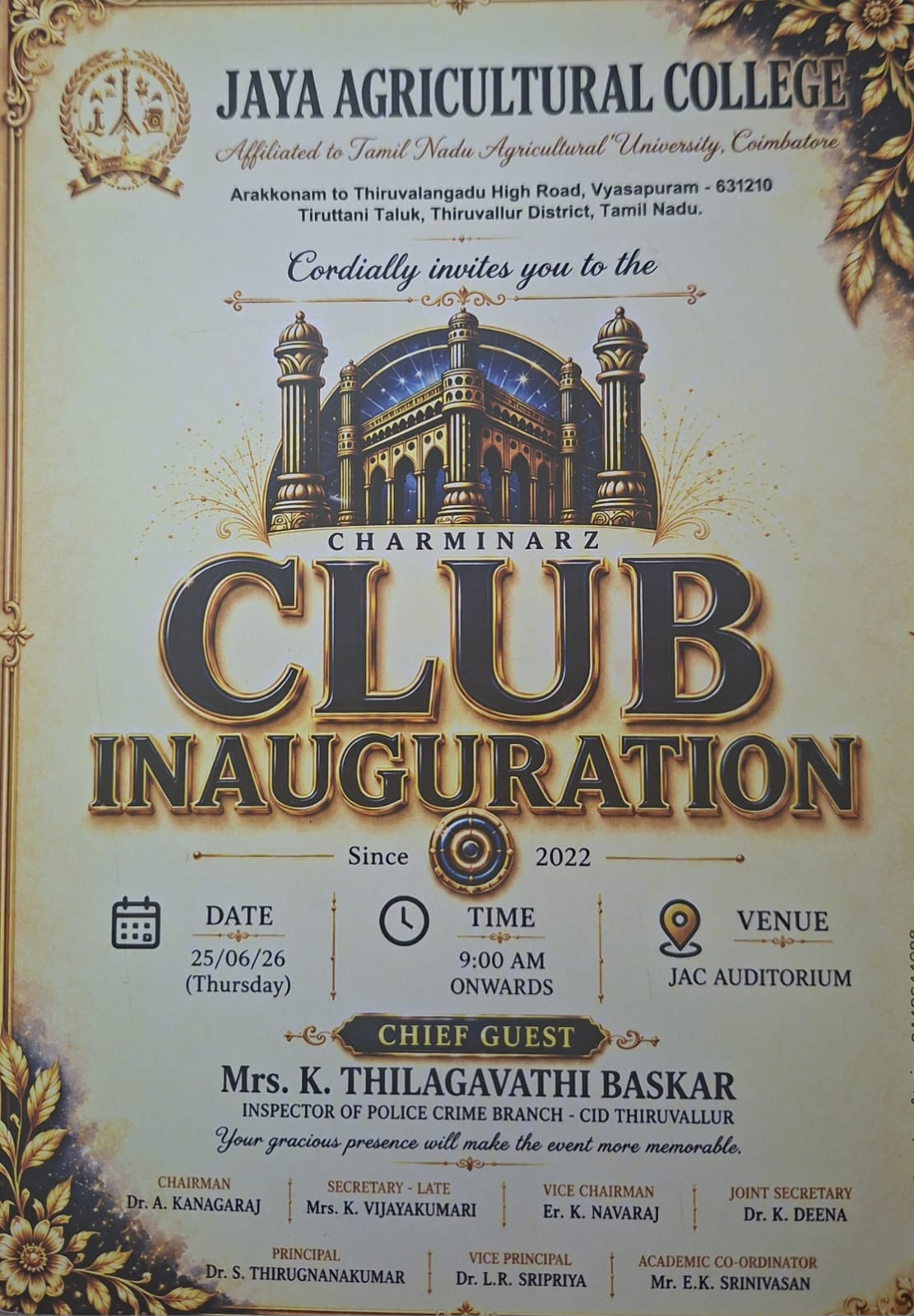 Club Inauguration Invitation